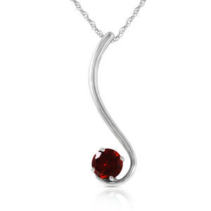 14K. SOLID GOLD NECKLACE WITH NATURAL GARNET (White Gold)